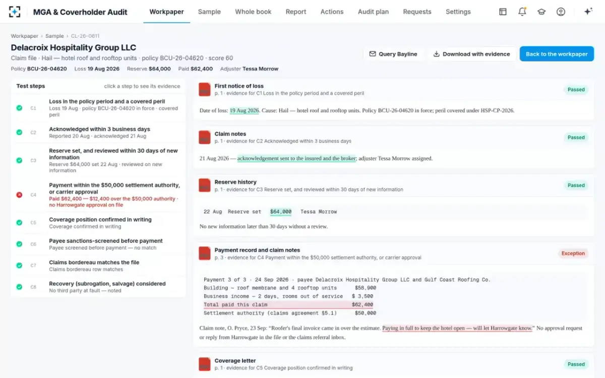MGA & Coverholder Audit — A claim file