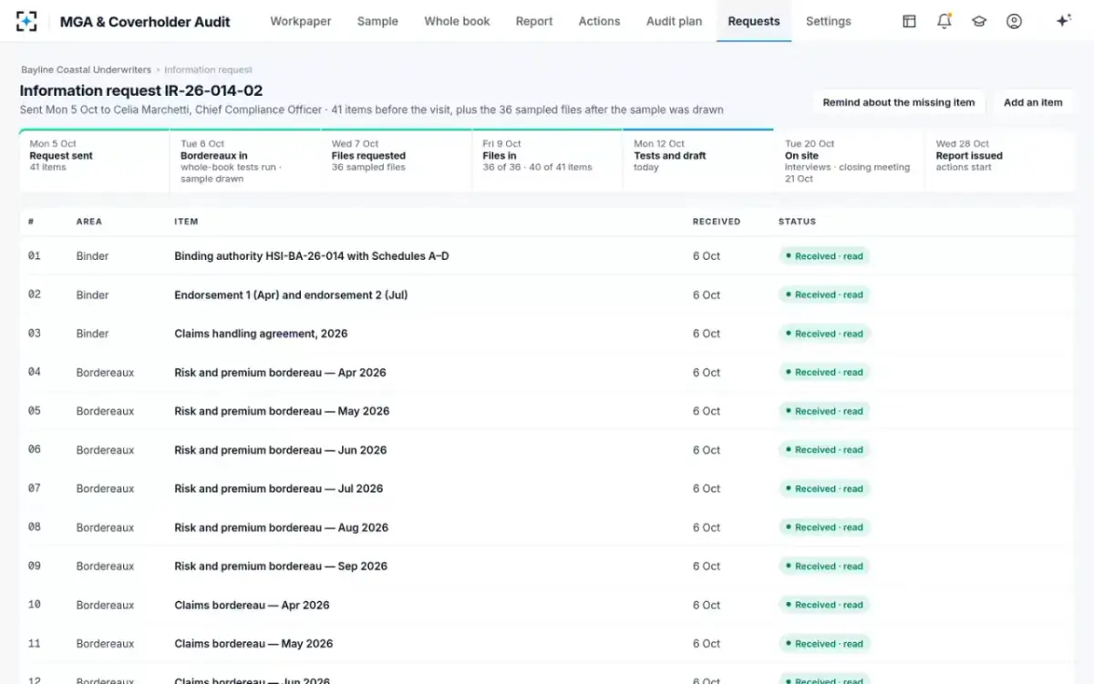 MGA & Coverholder Audit — The information request