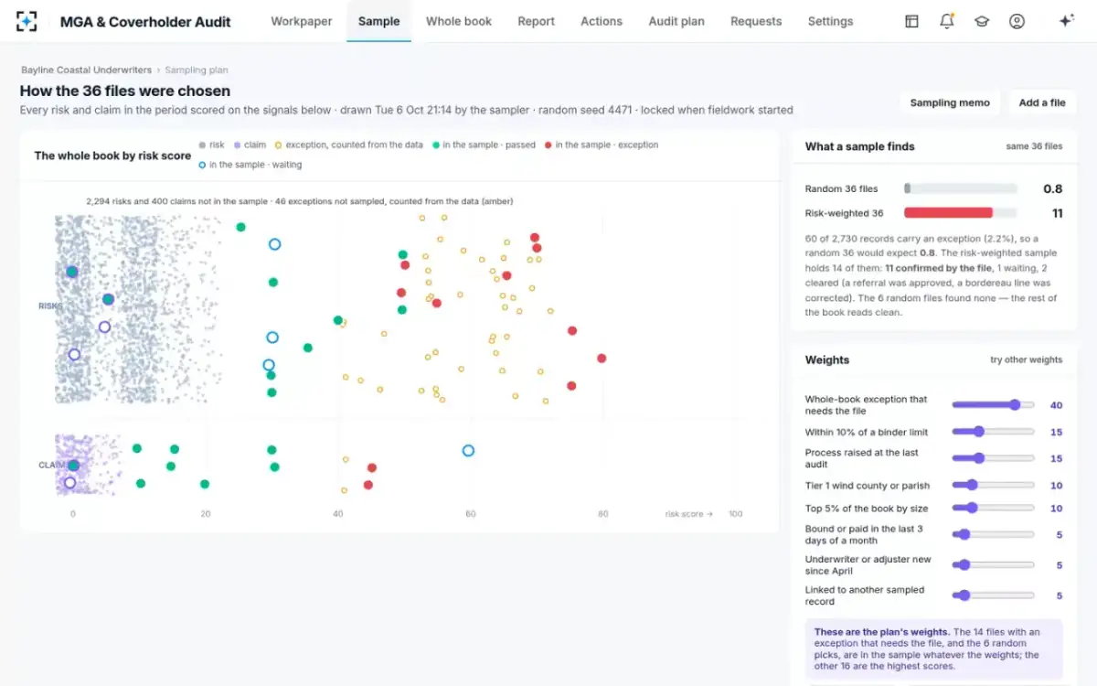 MGA & Coverholder Audit — The sampling plan
