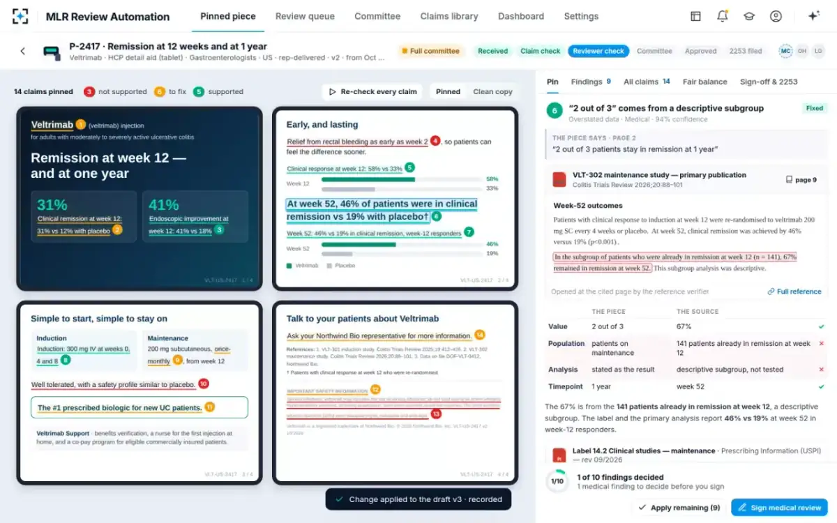 MLR Review Automation — Approved claim applied