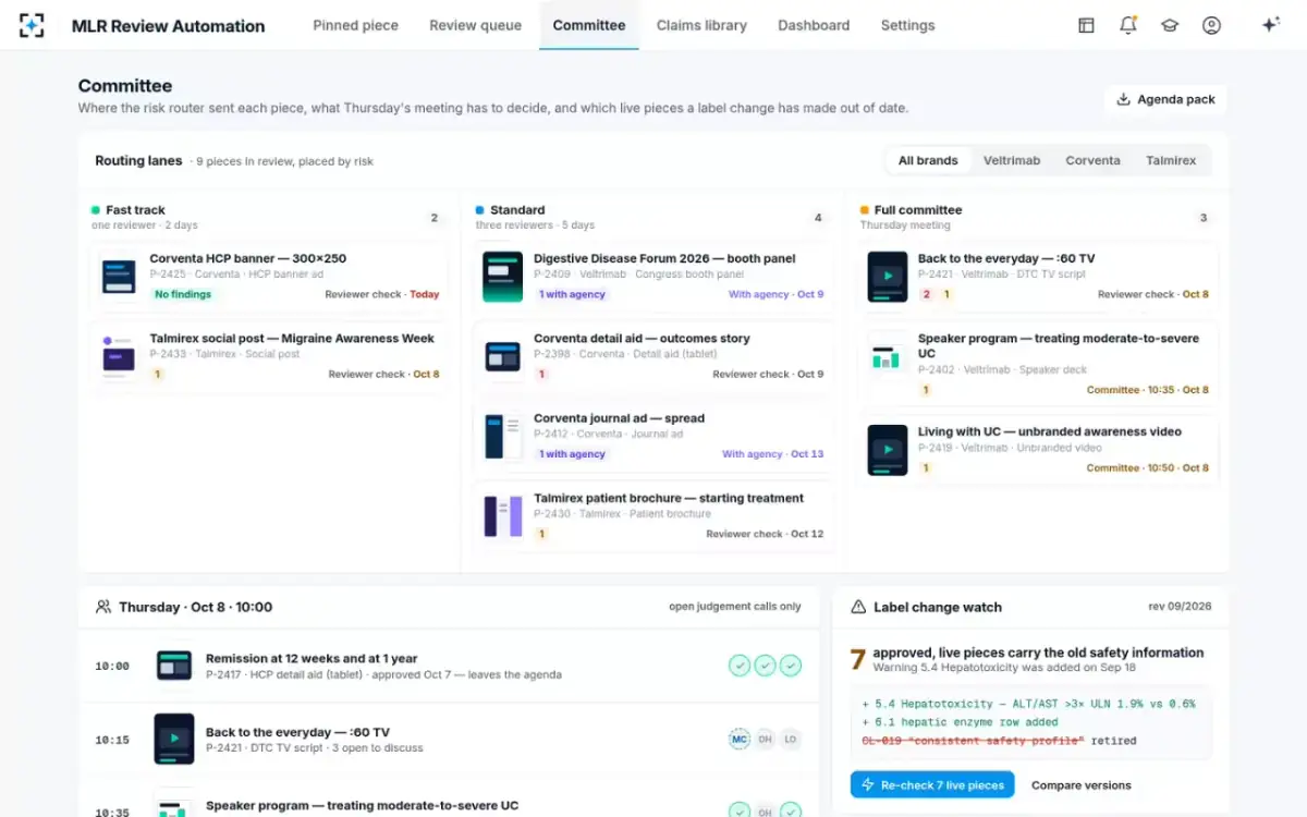 MLR Review Automation — Committee and label change watch