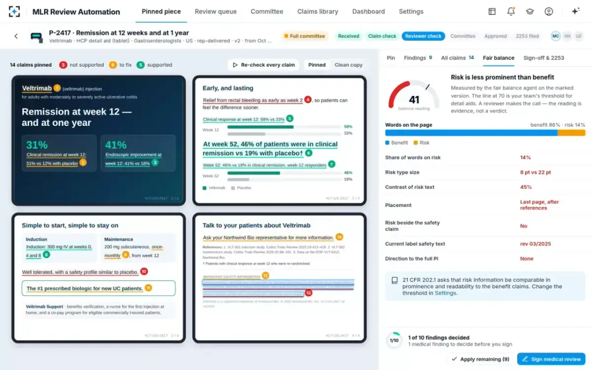 MLR Review Automation — Fair balance reading