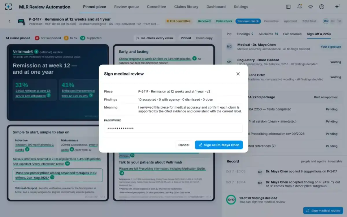 MLR Review Automation — Sign the medical review