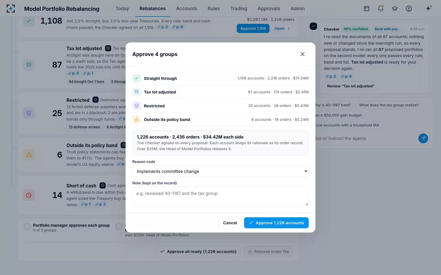 Model Portfolio Rebalancing — Approve by group