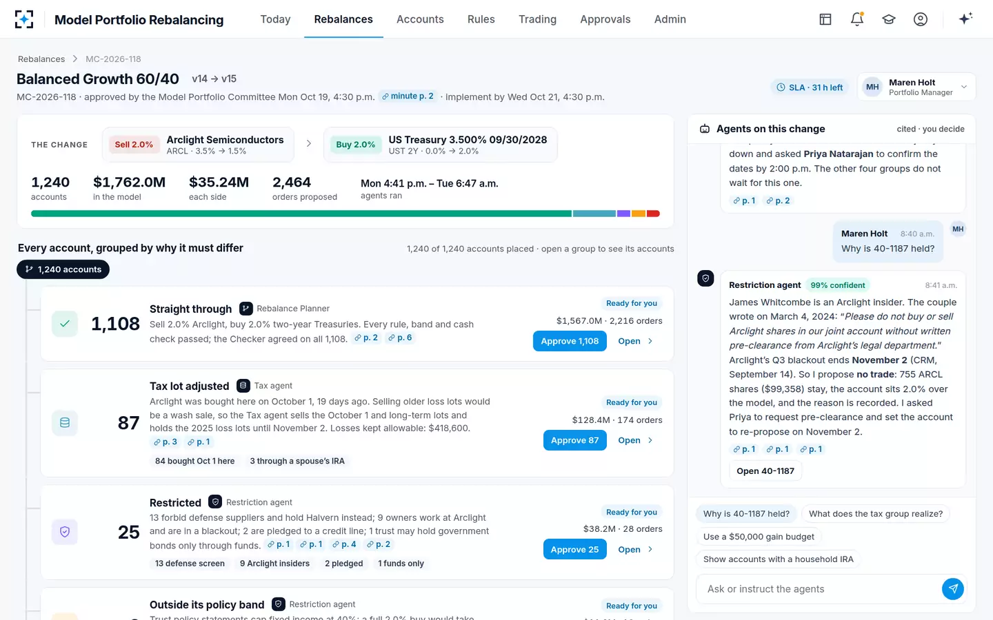 Model Portfolio Rebalancing — Ask the agents