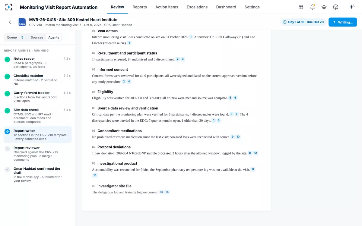 Monitoring Visit Report Automation — Agents at work