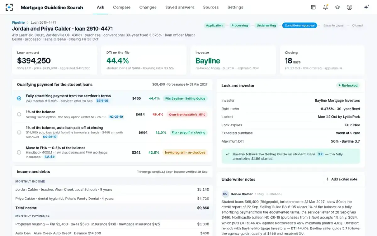 Mortgage Guideline Search — The loan file