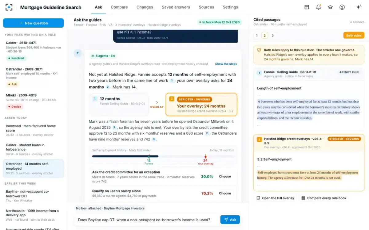 Mortgage Guideline Search — Agency rule against your own overlay