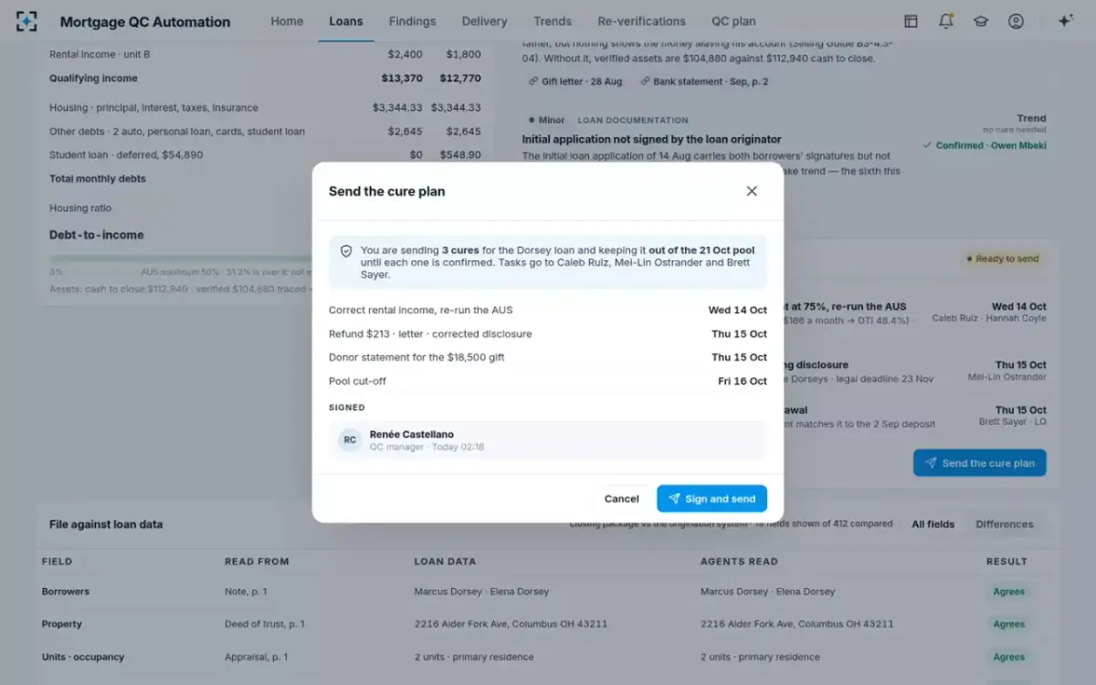Mortgage QC Automation — The cure plan