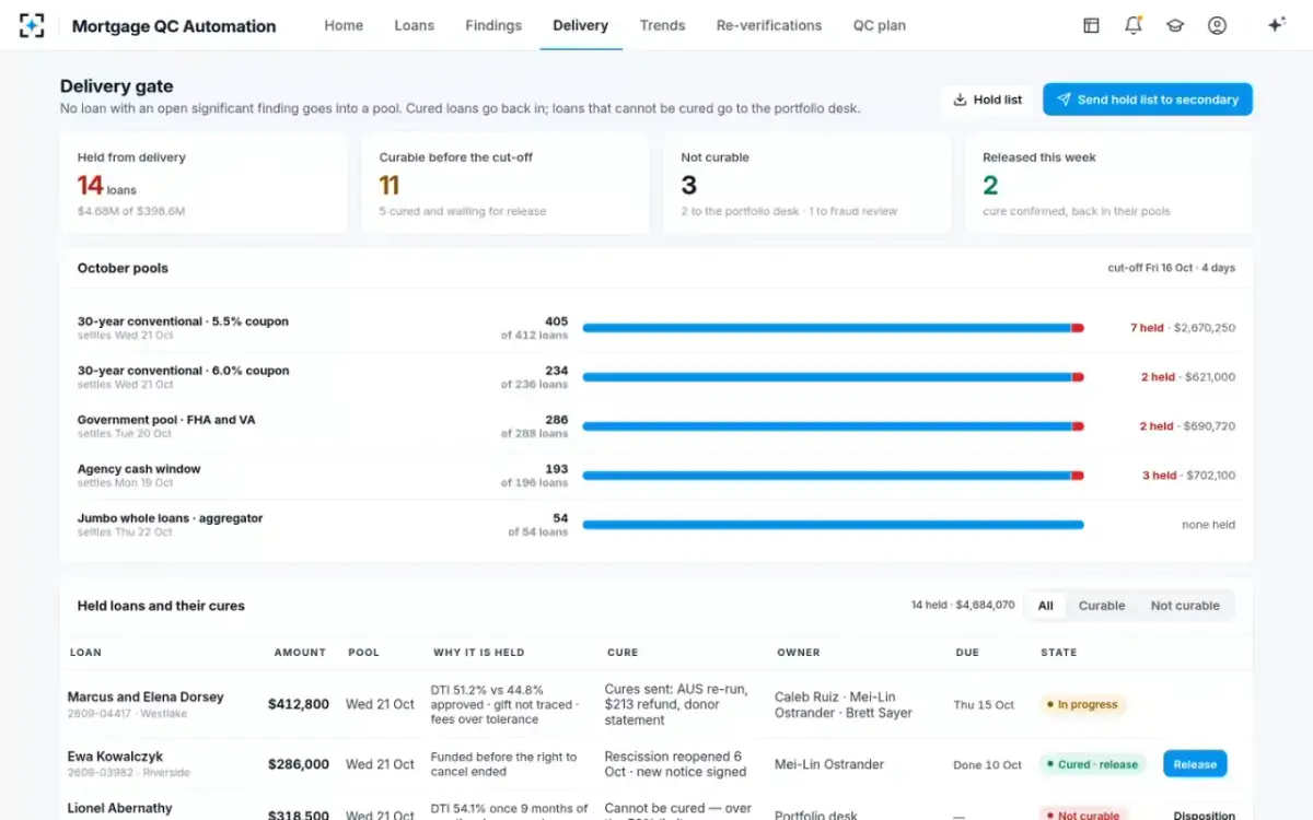 Mortgage QC Automation — The delivery gate