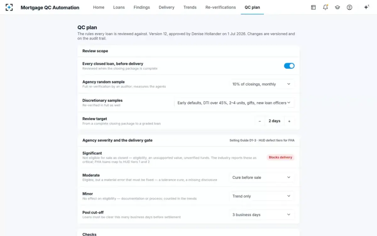 Mortgage QC Automation — The QC plan
