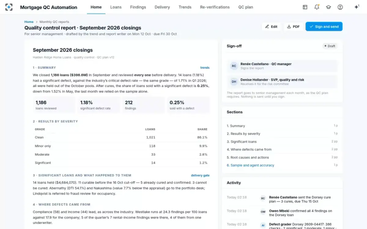 Mortgage QC Automation — The monthly QC report