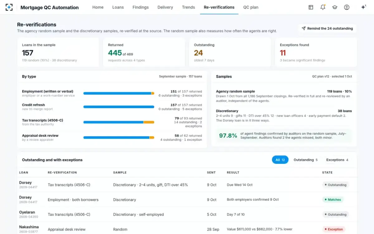 Mortgage QC Automation — Re-verifications