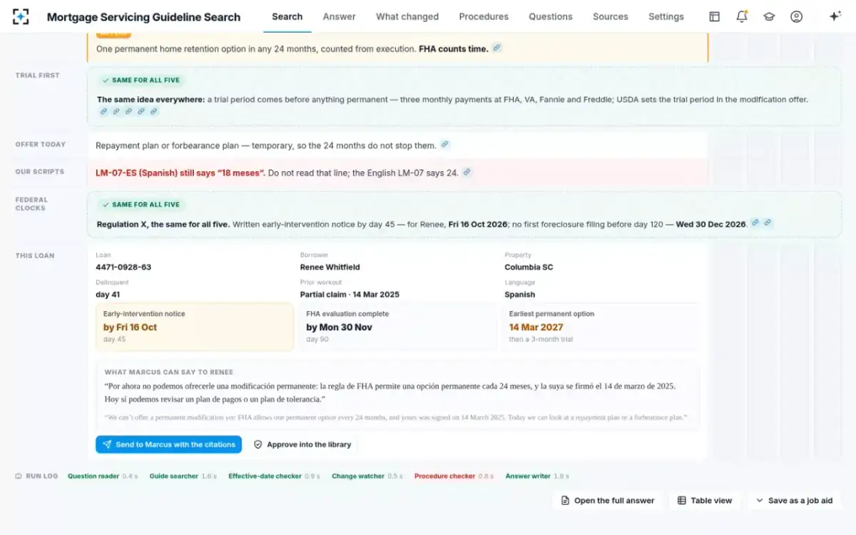 Mortgage Servicing Guideline Search — Send with the citations