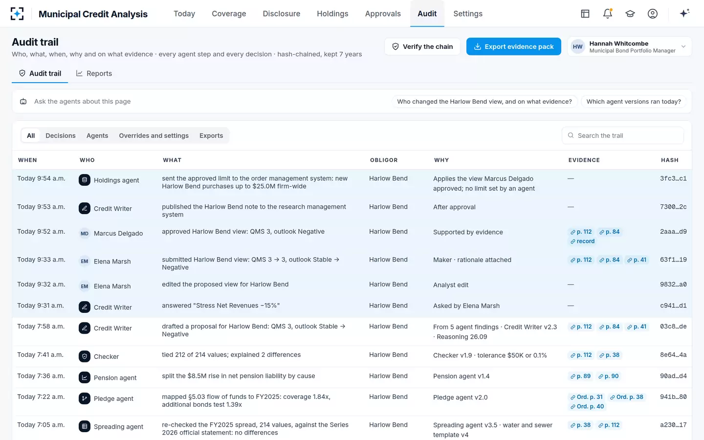 Municipal Credit Analysis — The audit trail