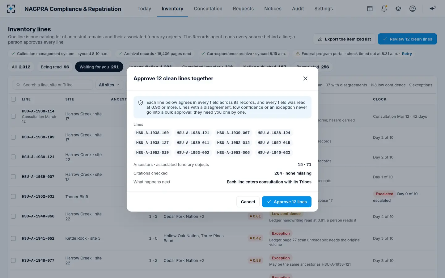 NAGPRA Compliance & Repatriation — Clean lines, approved in one step