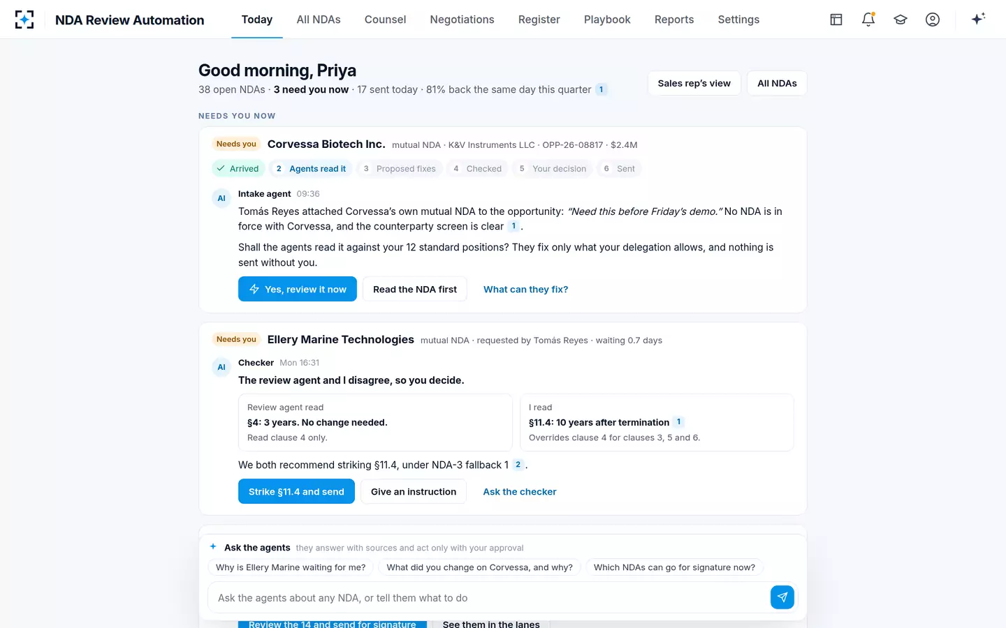 NDA Review Automation — Today