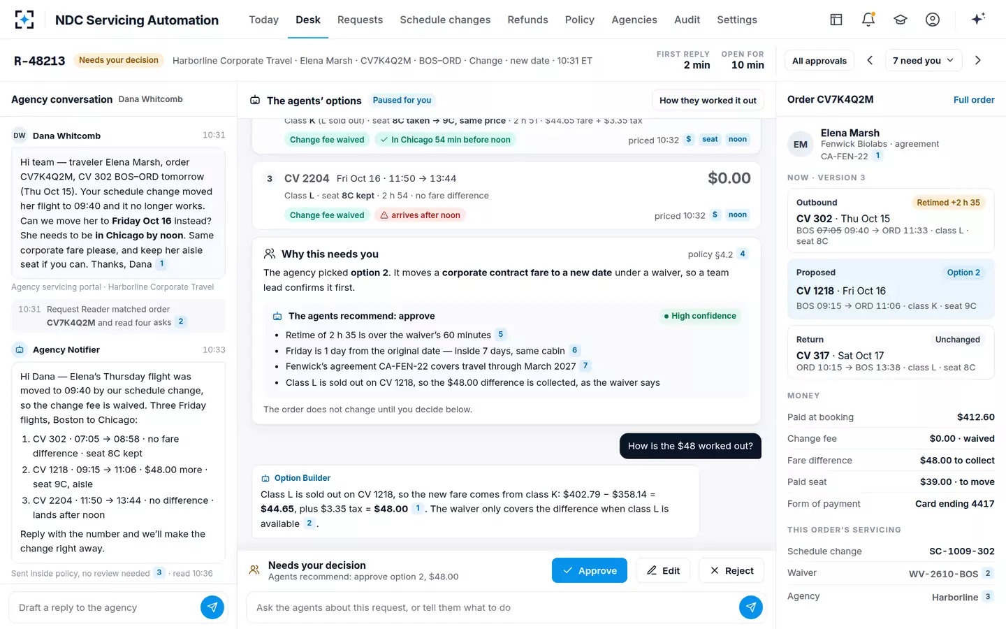 NDC Servicing Automation — Ask the agents