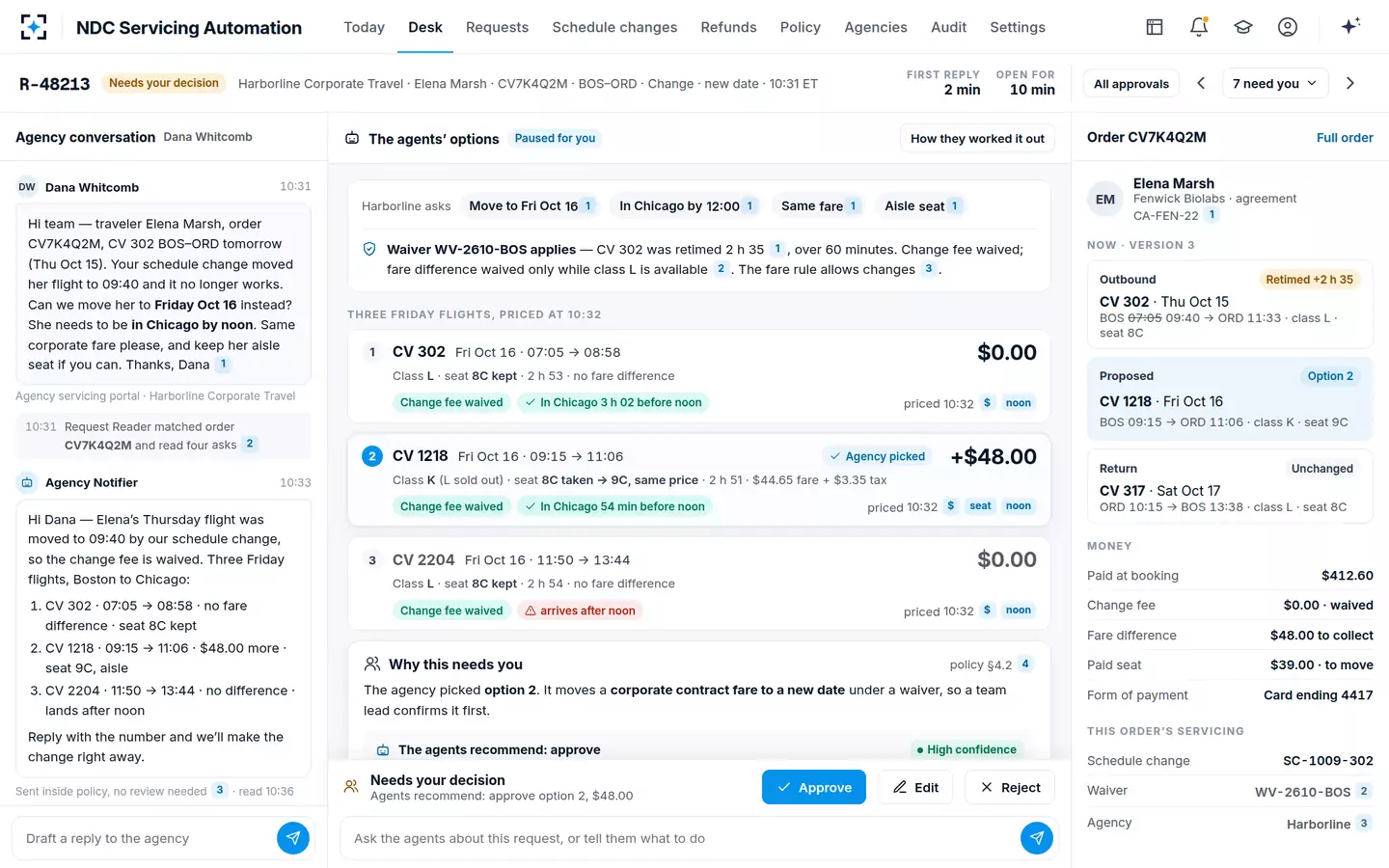 NDC Servicing Automation — The servicing desk