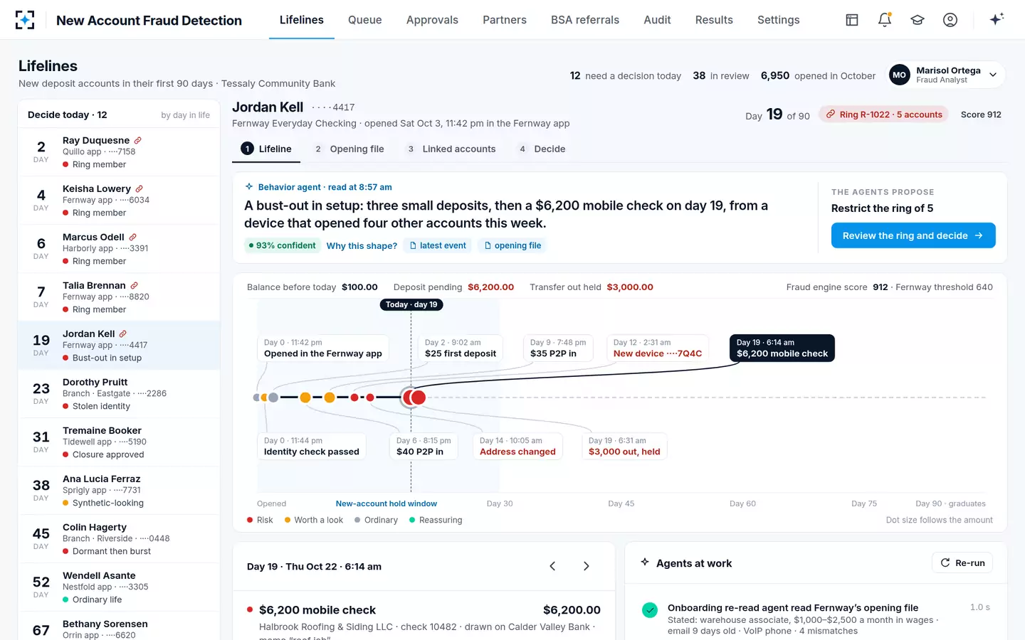 New Account Fraud Detection — The first 90 days on one line