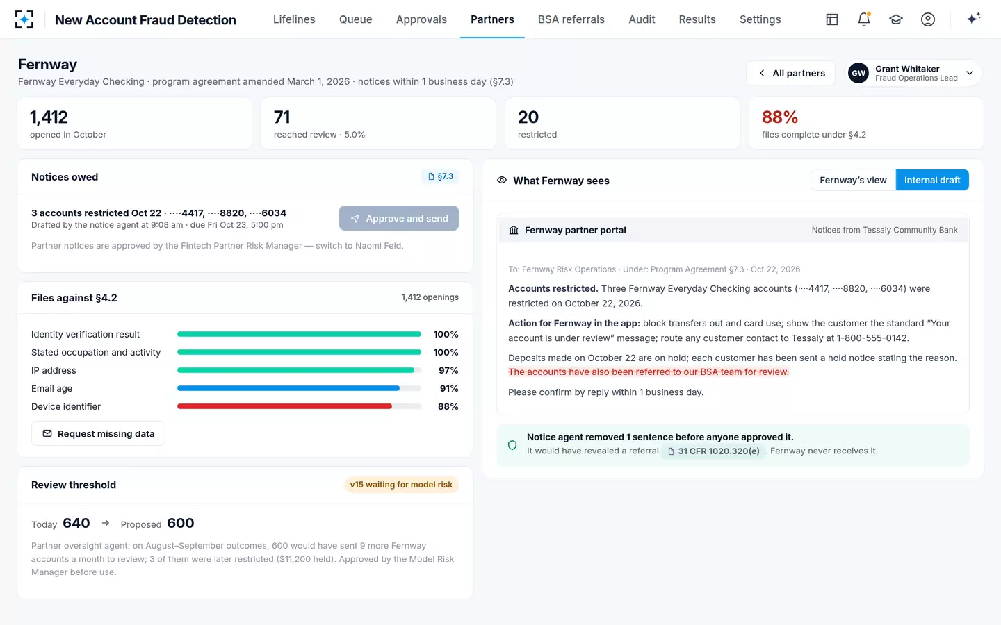 New Account Fraud Detection — The partner notice