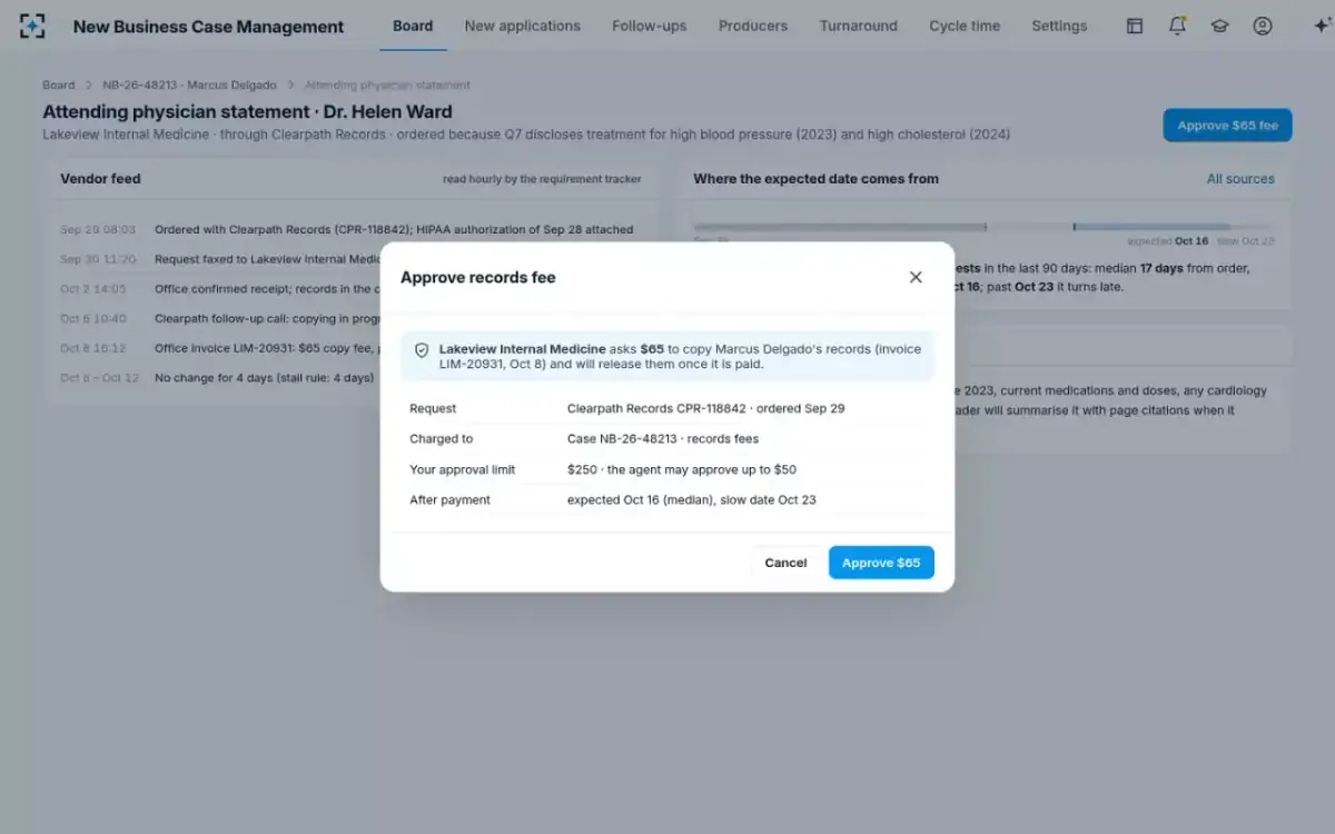 New Business Case Management — Records fee approval