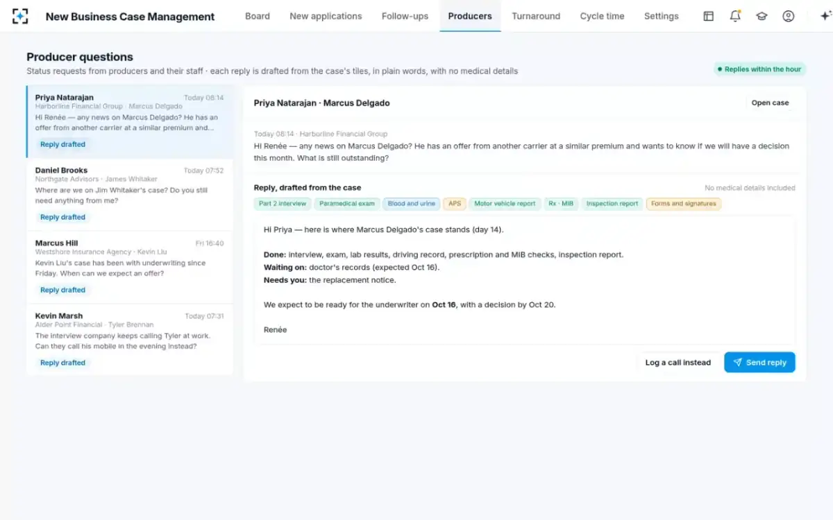 New Business Case Management — Producer questions