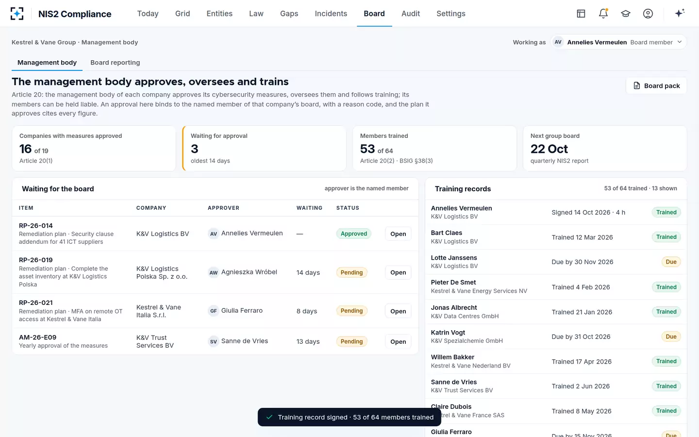 NIS2 Compliance — Management body