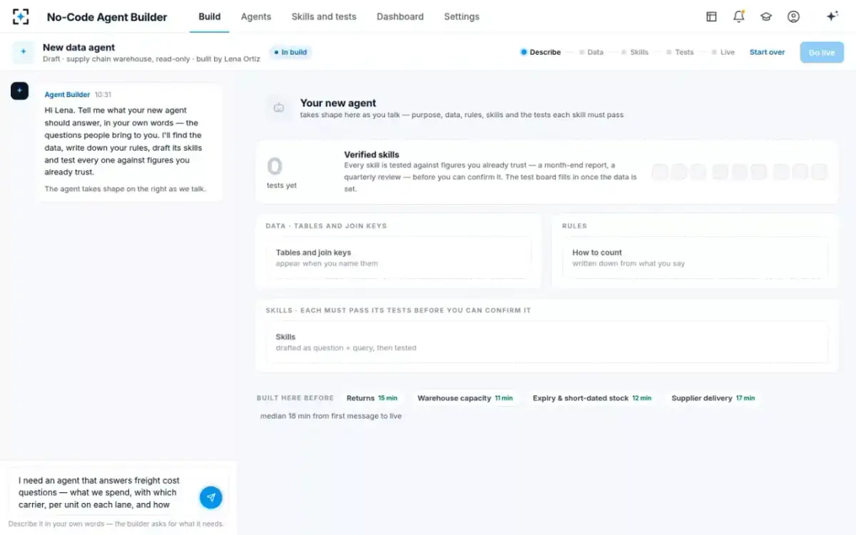 No-Code Agent Builder — Build