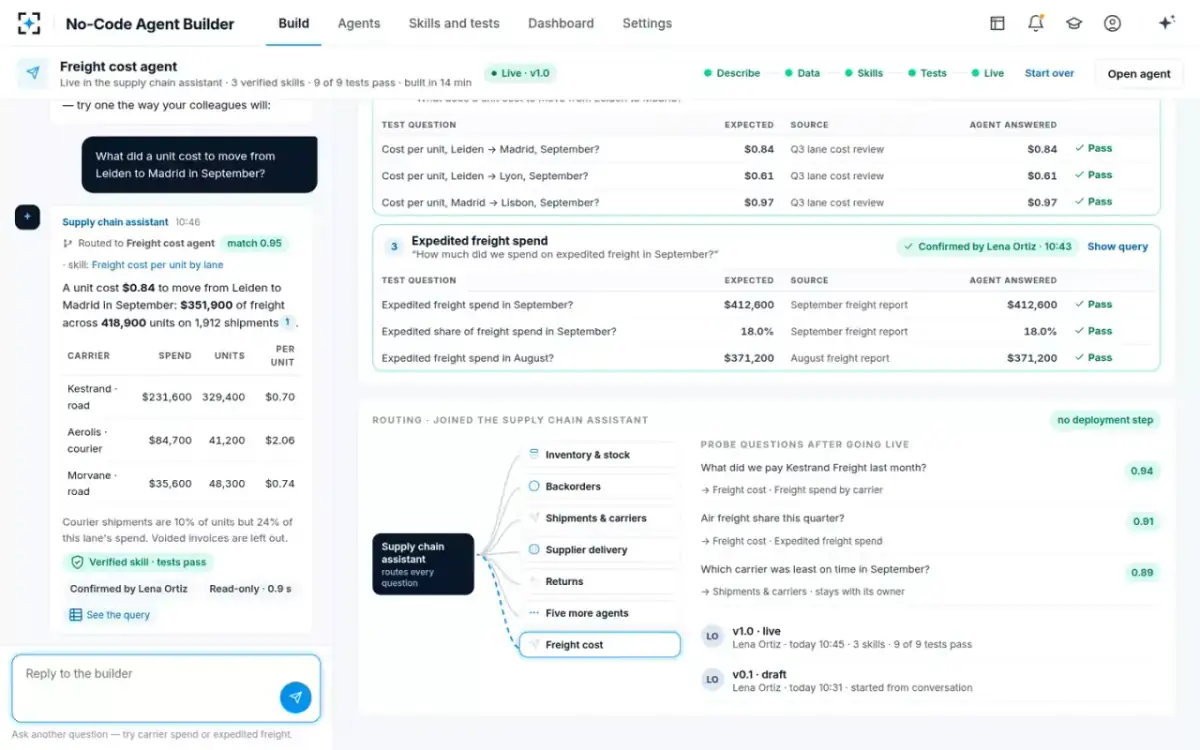 No-Code Agent Builder — The first live answer