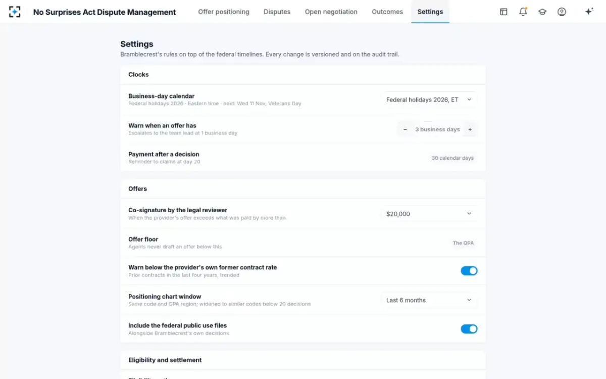 No Surprises Act Dispute Management — The plan’s rules