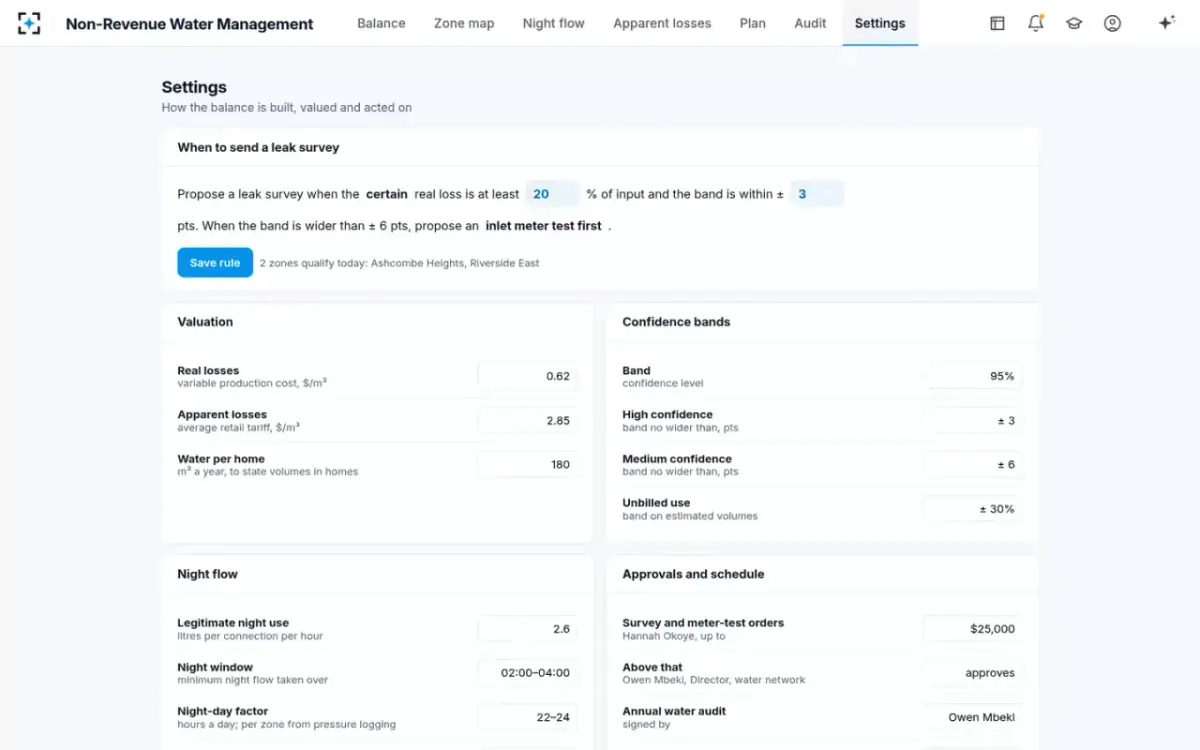 Non-Revenue Water Management — Your rules