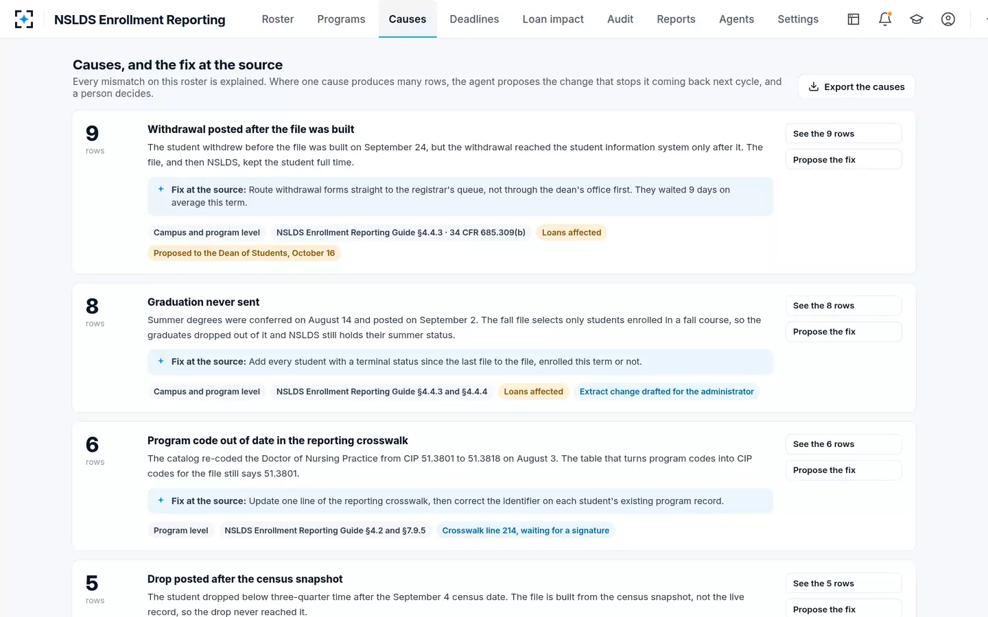 NSLDS Enrollment Reporting — Every mismatch explained, and the fix at the source