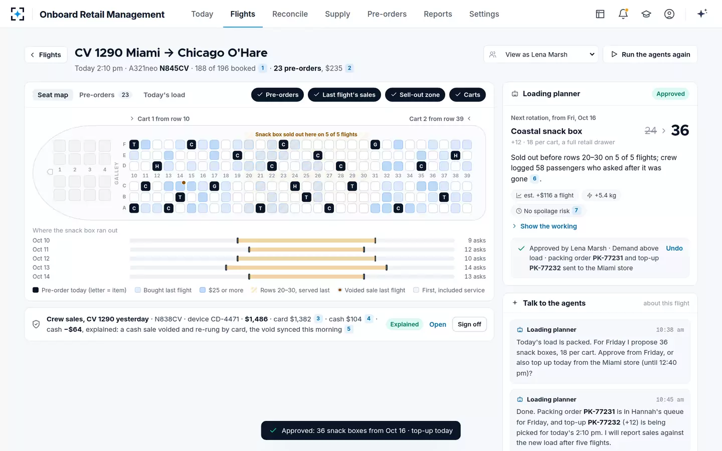 Onboard Retail Management — Approved, and sent as a packing order