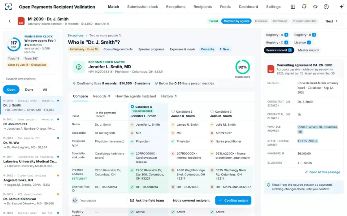 Open Payments Recipient Validation — Recipient match