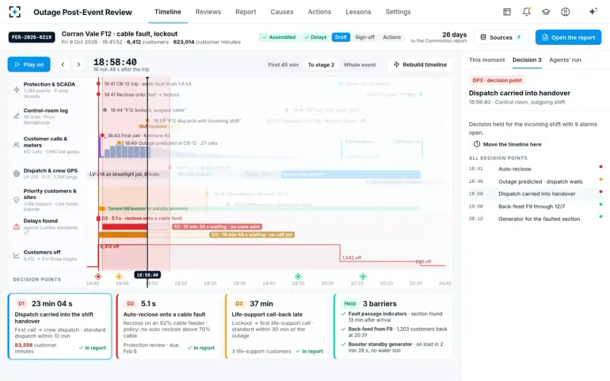 Outage Post-Event Review — Decision points
