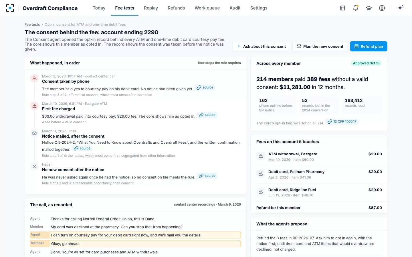 Overdraft Compliance — The opt-in record behind the fee
