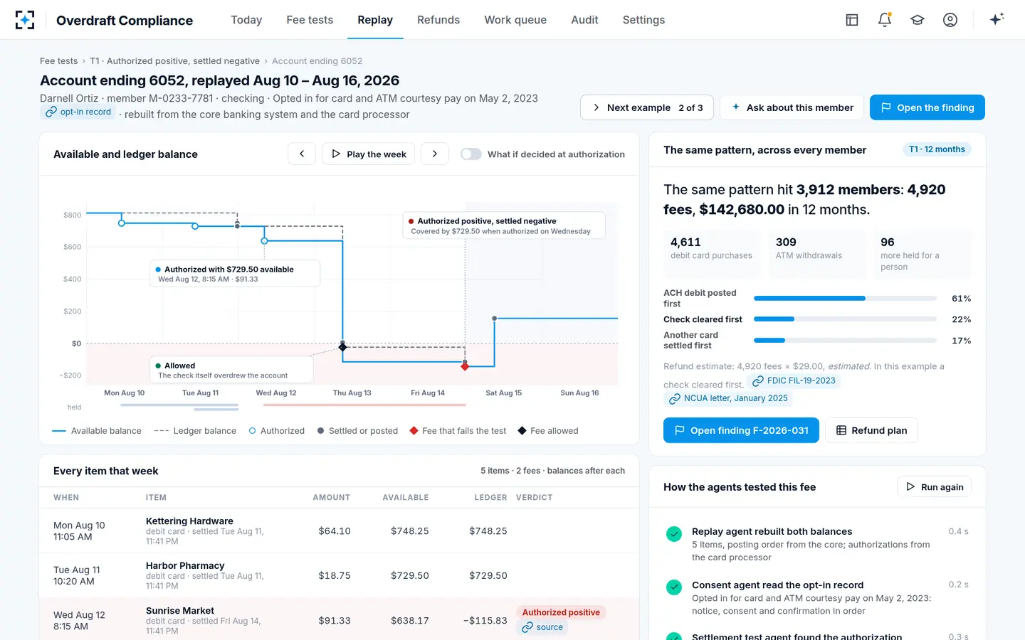 Overdraft Compliance — A second member, a different cause