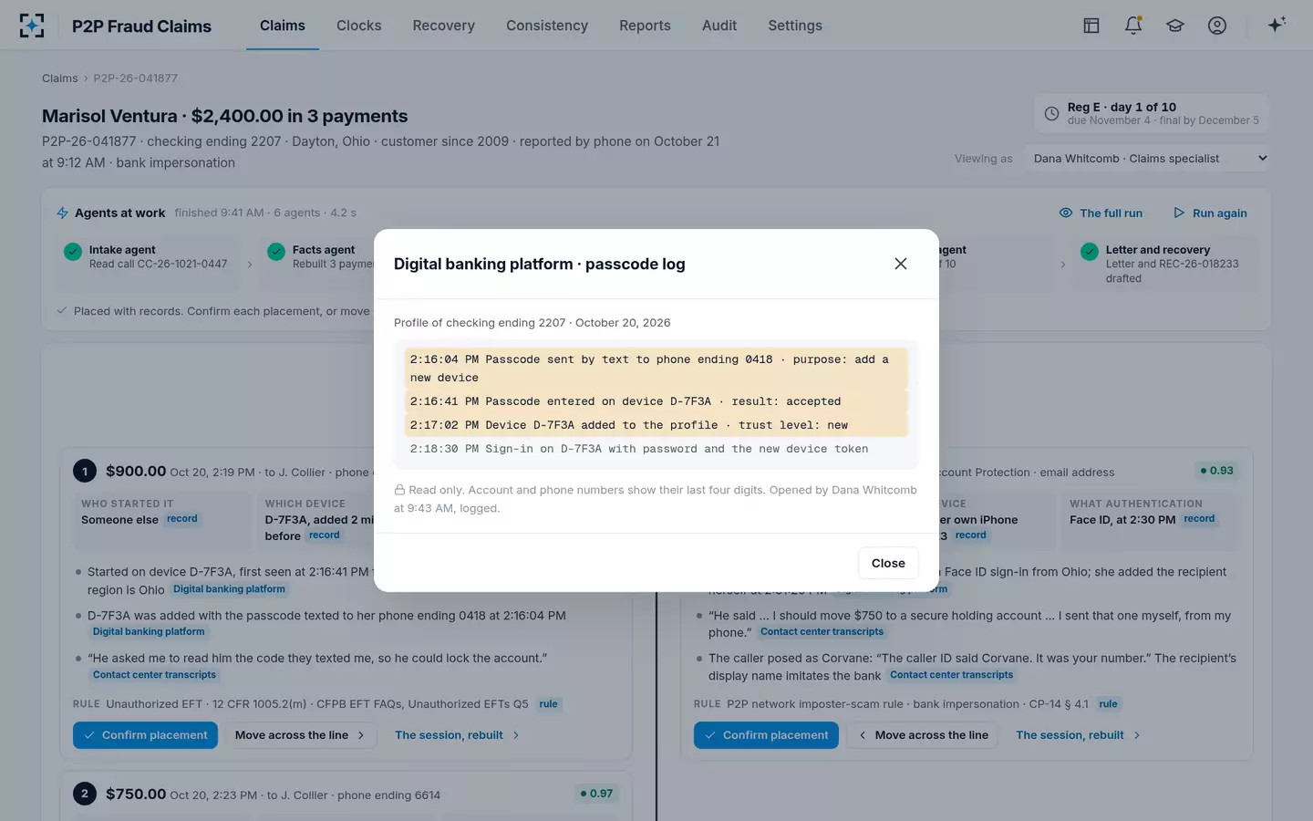 P2P Fraud Claims — Every fact opens the record it came from