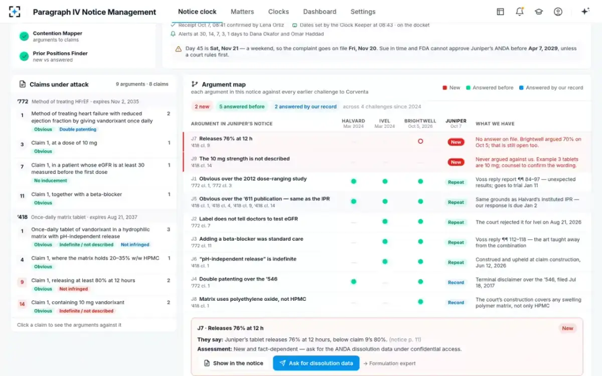 Paragraph IV Notice Management — A new argument