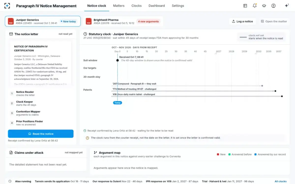 Paragraph IV Notice Management — A notice arrives