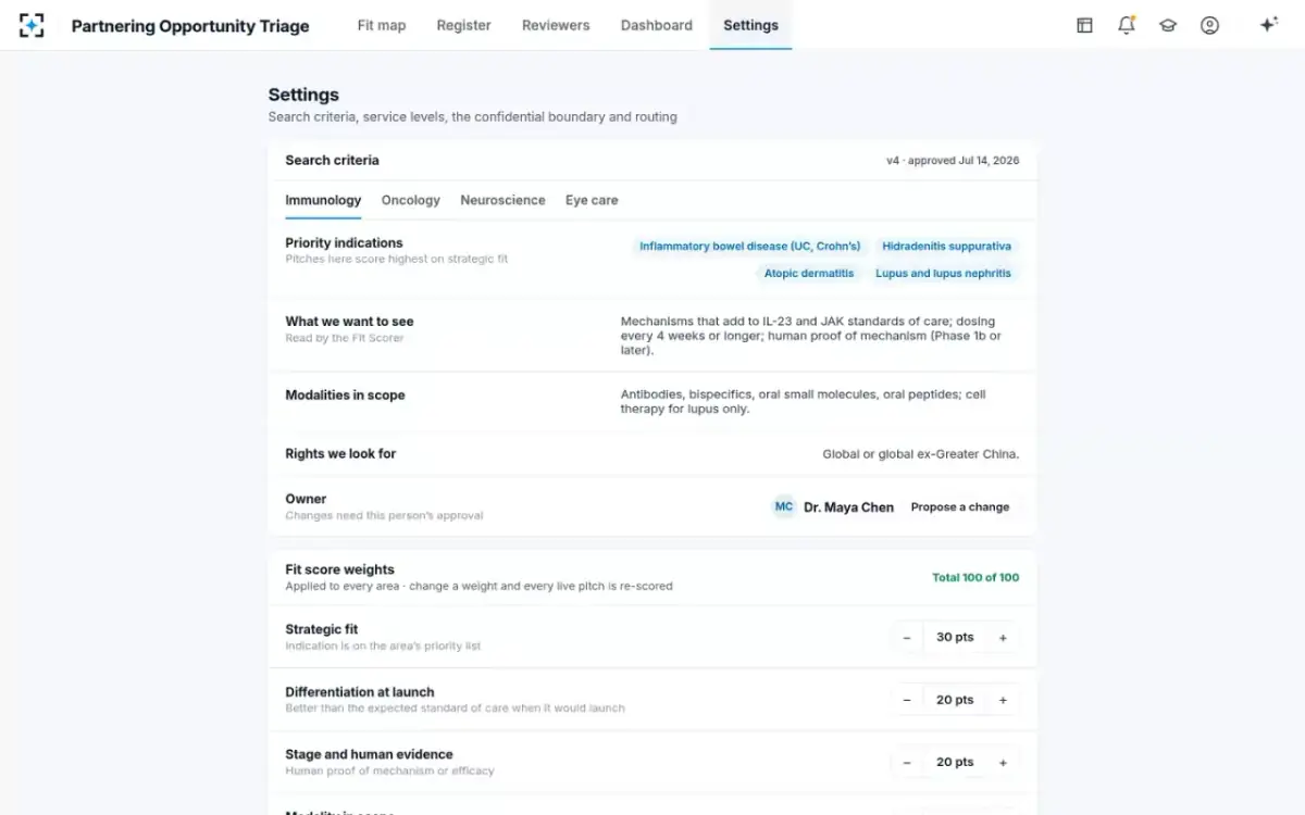 Partnering Opportunity Triage — Your rules
