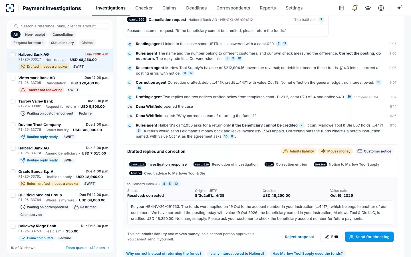 Payment Investigations — Ask the agents