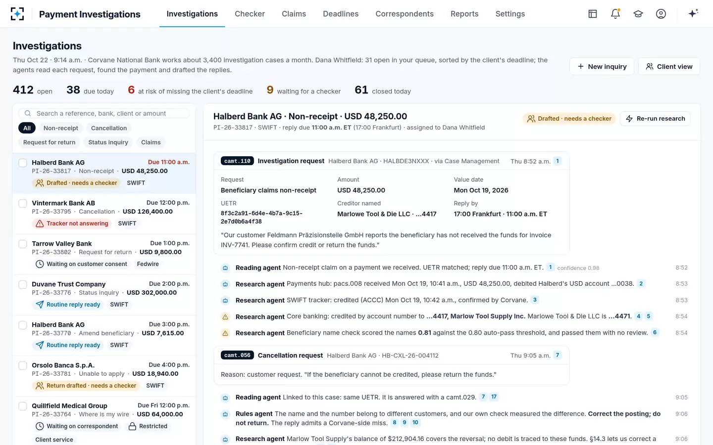 Payment Investigations — The investigation thread