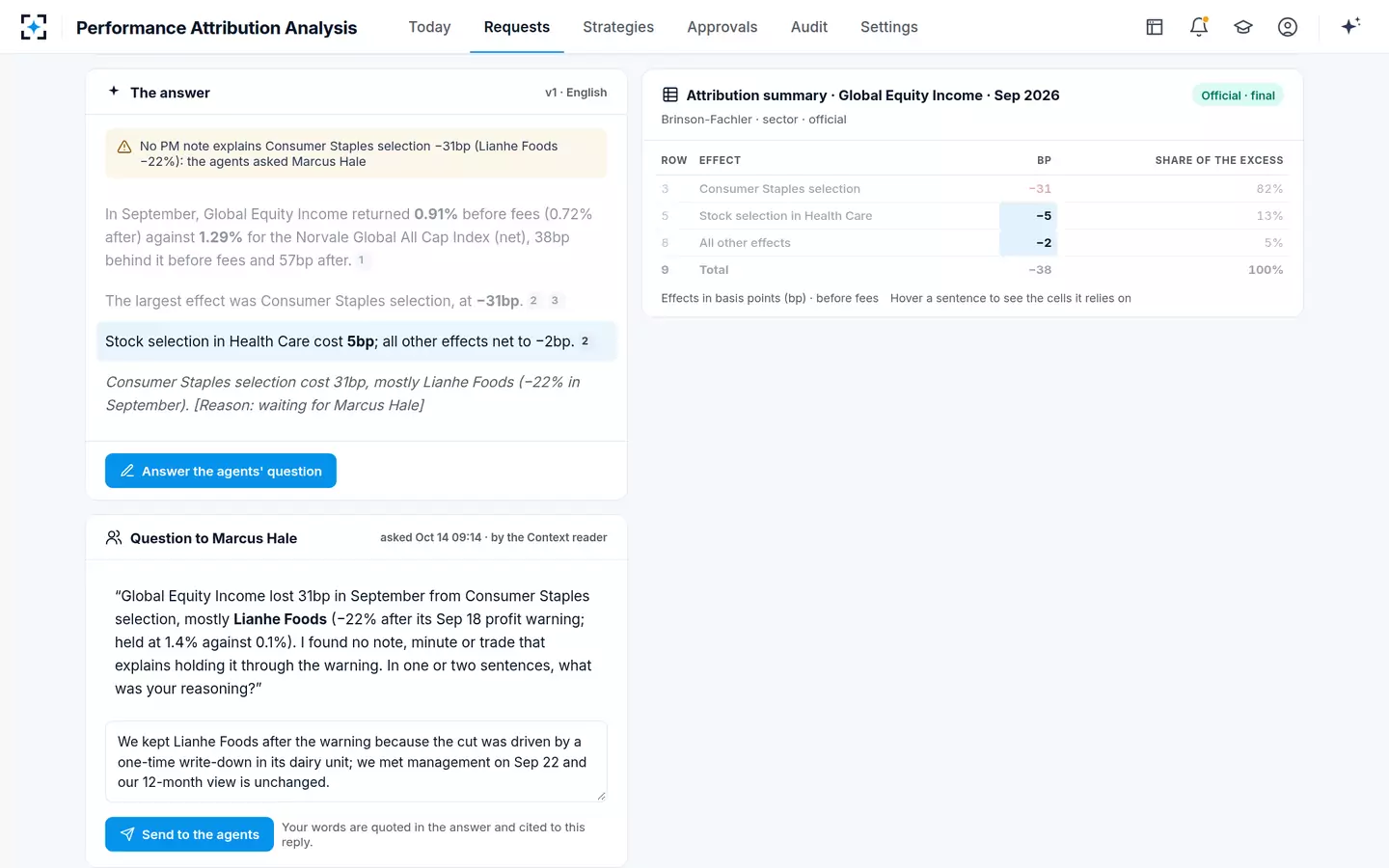 Performance Attribution Analysis — The agents ask the PM