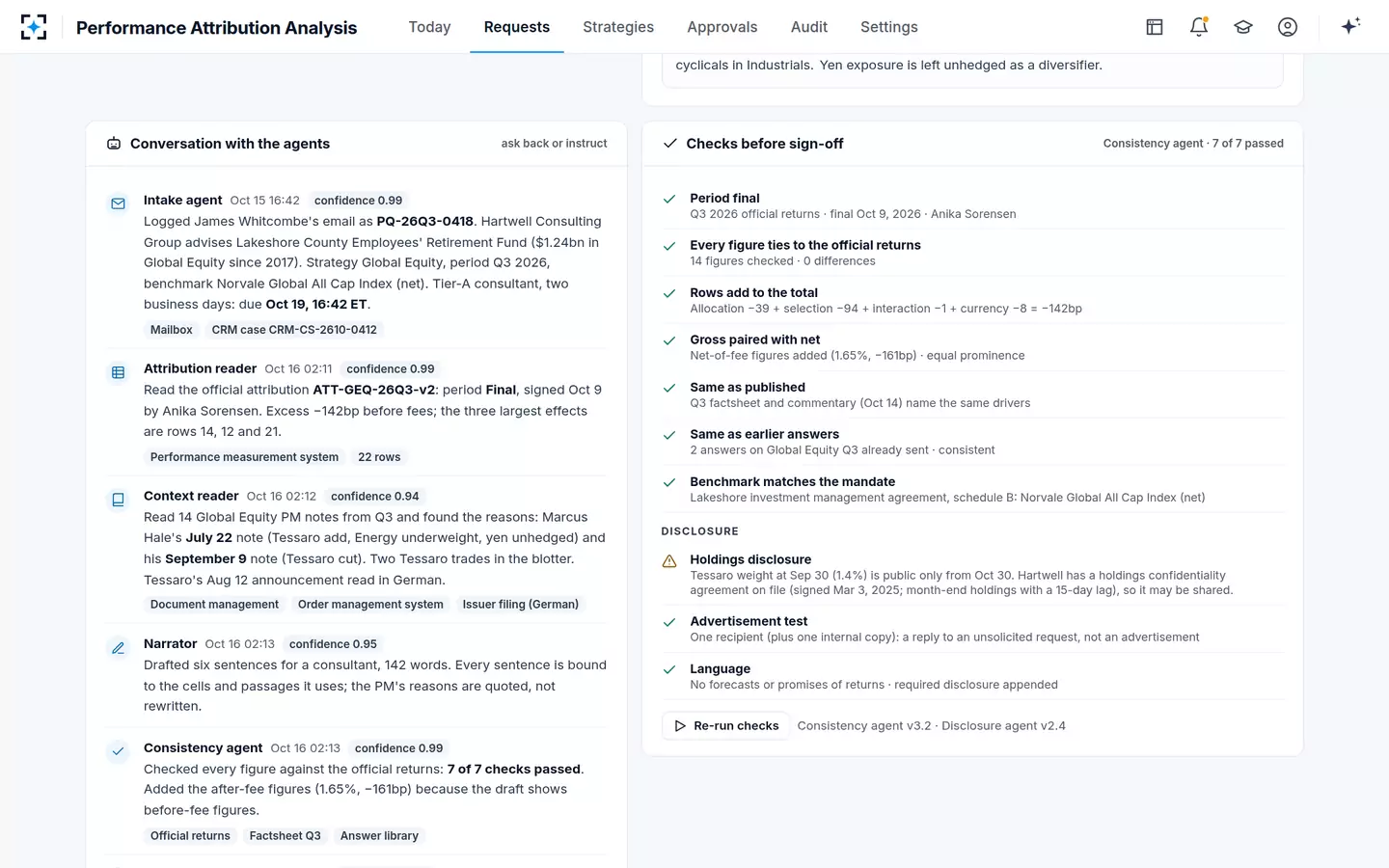 Performance Attribution Analysis — Conversation and checks