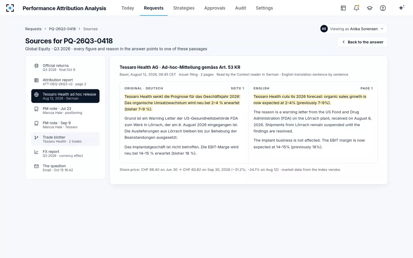 Performance Attribution Analysis — Sources, original language beside English