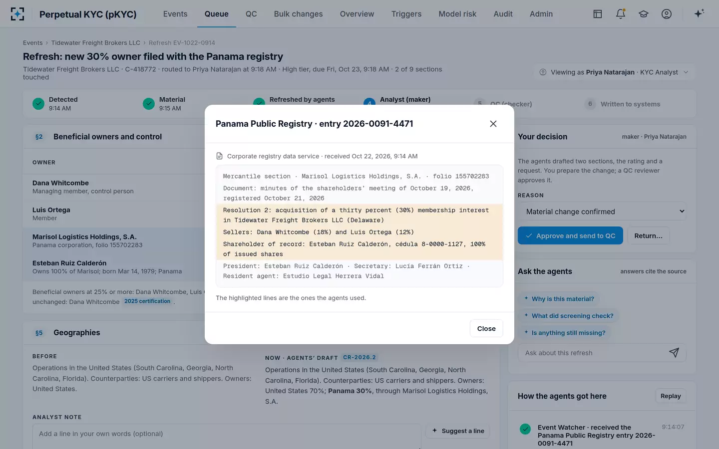 Perpetual KYC (pKYC) — One click to the source
