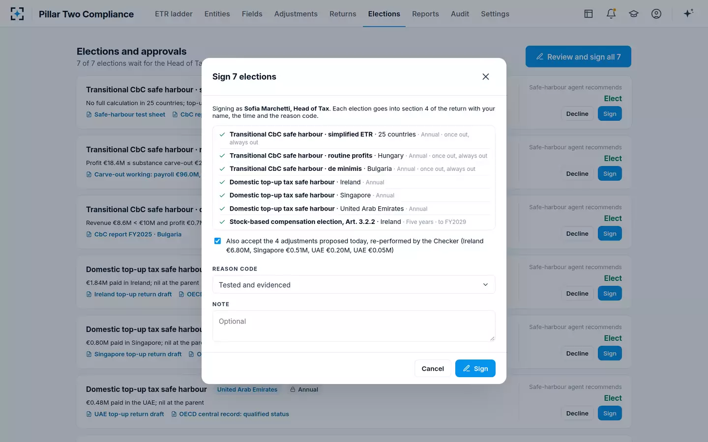 Pillar Two Compliance — Sign the elections