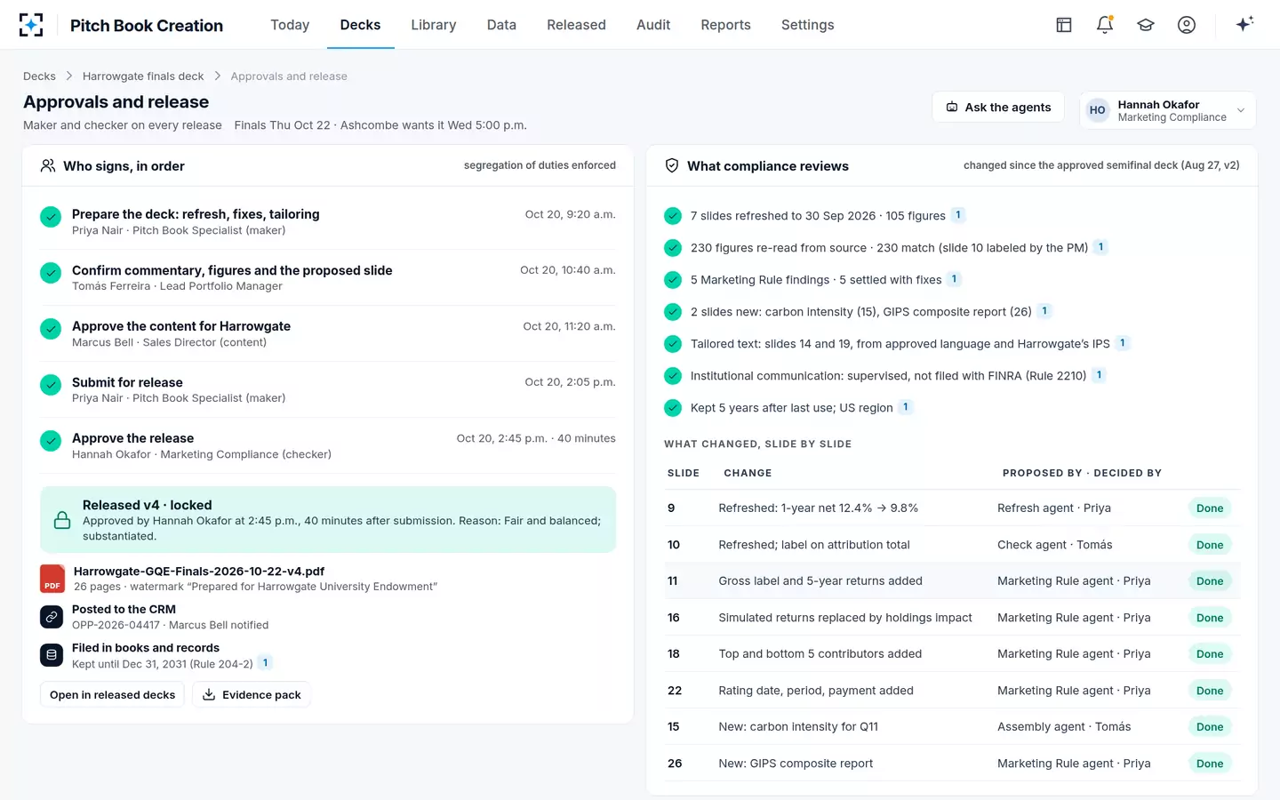 Pitch Book Creation — Approvals and release